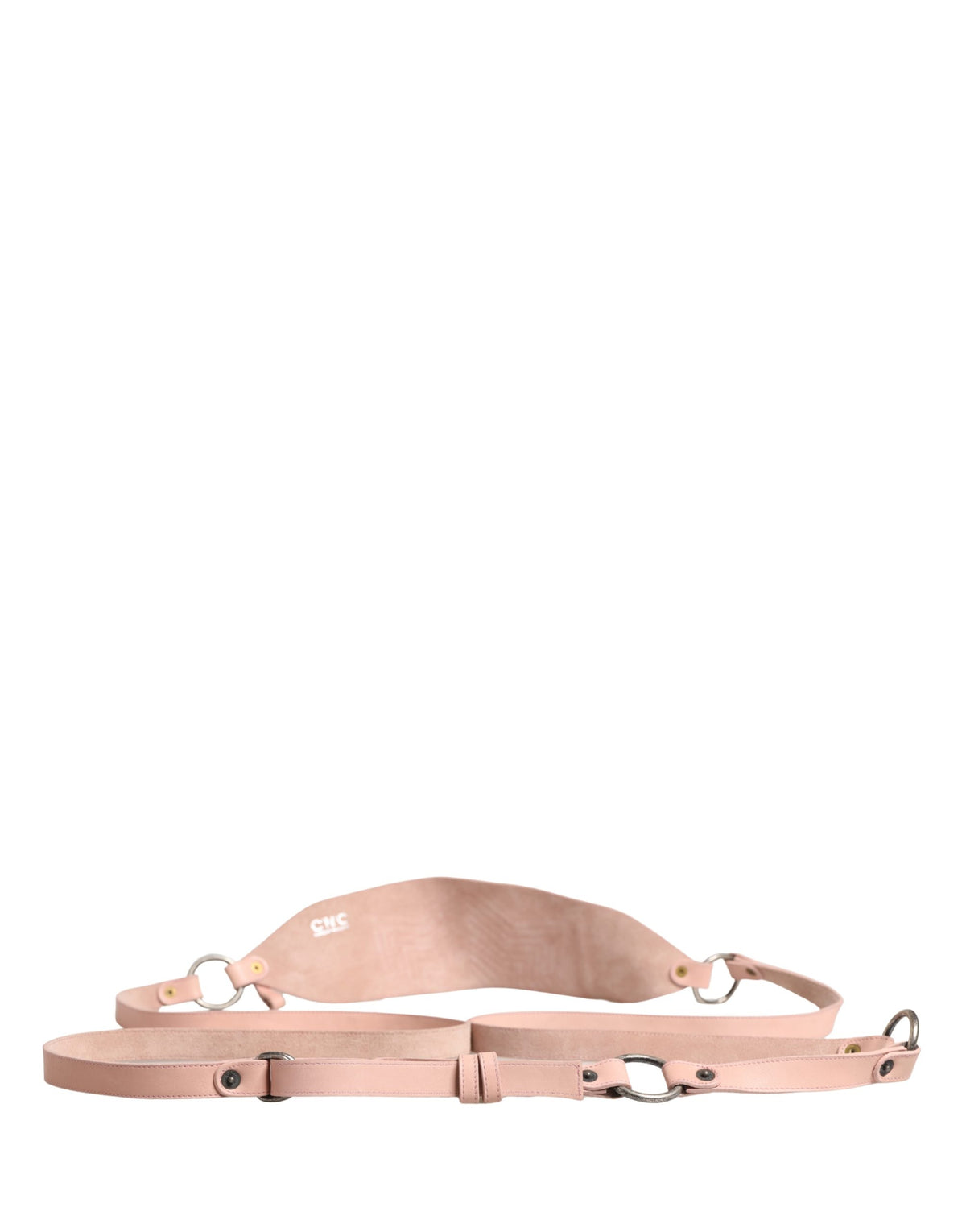 Costume National Light Pink Leather Wide Waist Round Buckle Belt - view 2