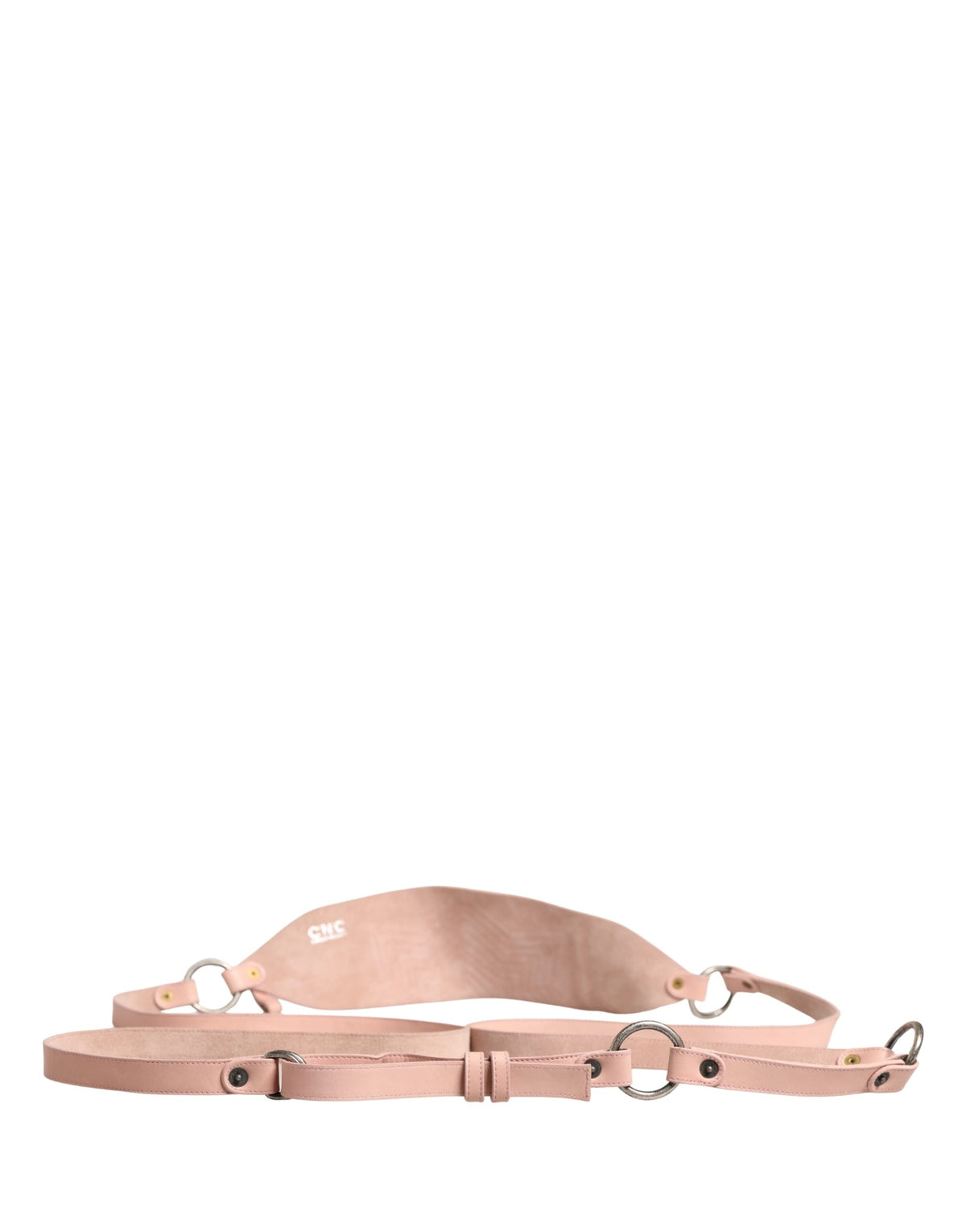 Costume National Light Pink Leather Wide Waist Round Buckle Belt - view 3
