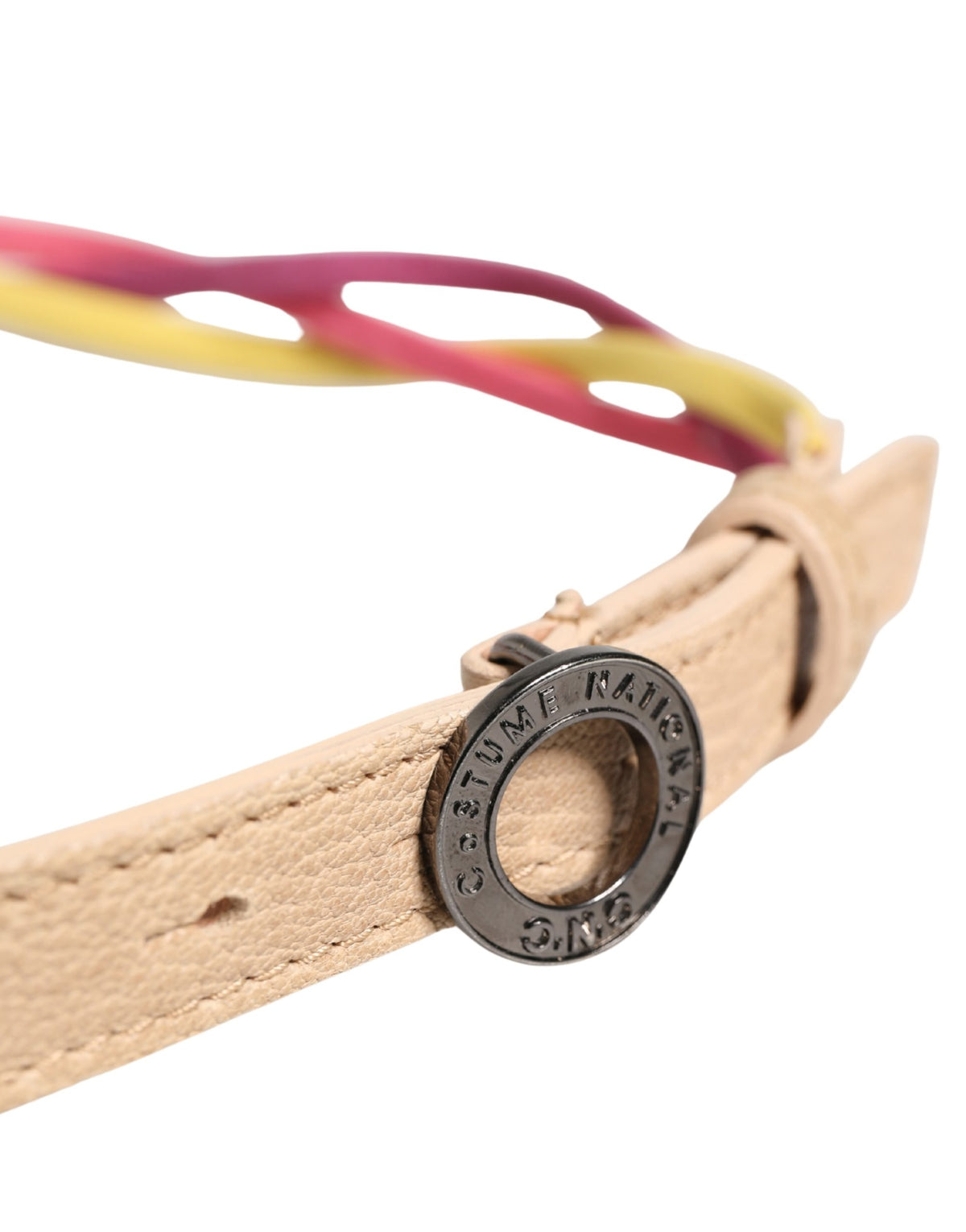 Costume National Multicolor Twisted Leather Circle Buckle Belt - view 4