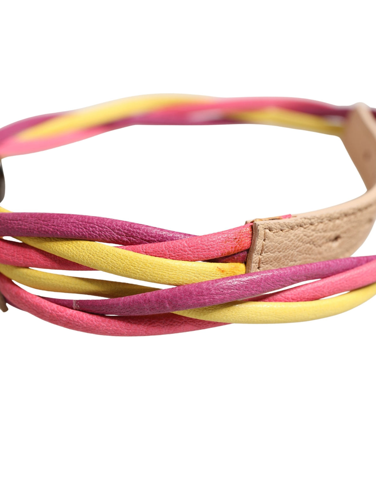 Costume National Multicolor Twisted Leather Circle Buckle Belt - view 5
