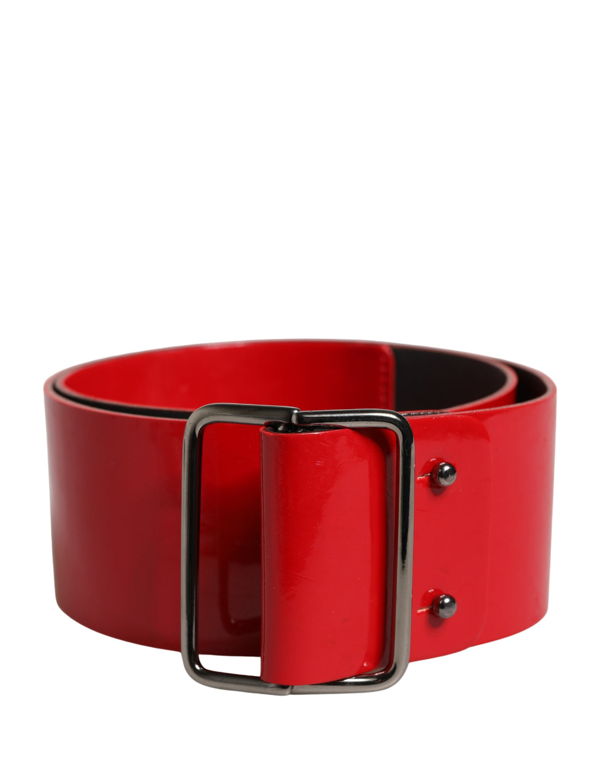 Costume National Red Wide Waist Silver Metal Buckle Belt - view 2
