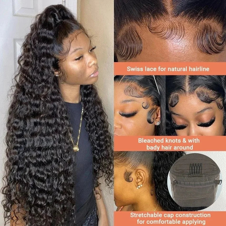 Curly Deep Wave 13x6 HD Lace Frontal Wig – 200% Real Density 13x4 & 360 Pre-Plucked