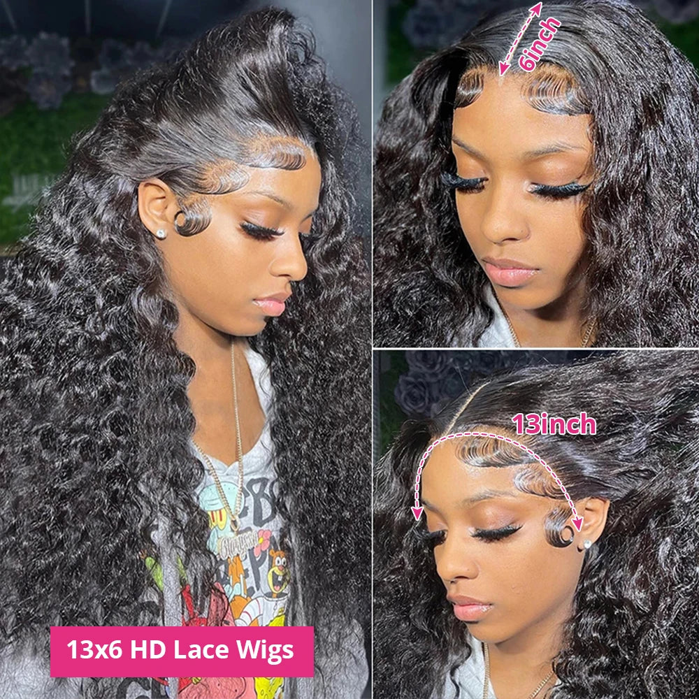 Curly Deep Wave 13x6 HD Lace Frontal Wig – 200% Real Density 13x4 & 360 Pre-Plucked