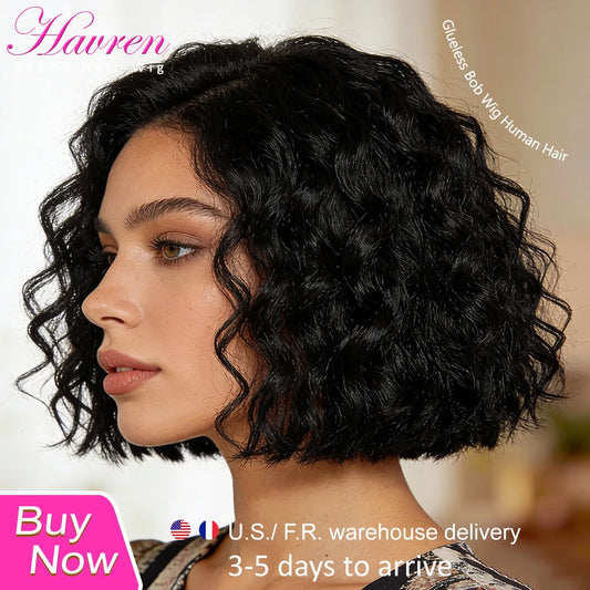 Curly Deep Wave Bob Wig – 4x4 & 5x5 HD Lace Glueless, Pre-Plucked Ready-to-Wear