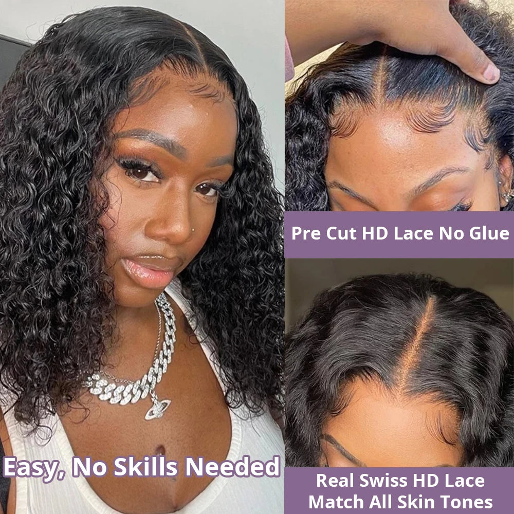 Curly Deep Wave Bob Wig – 4x4 & 5x5 HD Lace Glueless, Pre-Plucked Ready-to-Wear