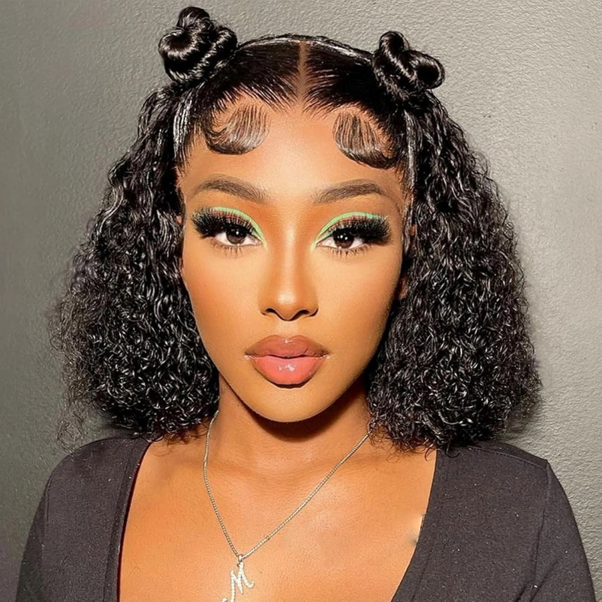 Curly Short Bob 13x4 Lace Frontal Wig – Deep Wave HD Transparent, Pre-Plucked 200%