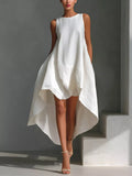 YSONA High-Low Round Neck Sleeveless Dress — front view | Women's Dress | Shop YSONA
