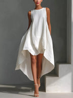 YSONA High-Low Round Neck Sleeveless Dress — front view | Women's Dress | Shop YSONA