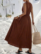 YSONA V-Neck Sleeveless Maxi Dress — close-up view | Women's Dress | Shop YSONA