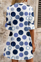 YSONA Polka Dot Print Flounced Half Sleeve Casual Mini Dress — back view | Women's Dress