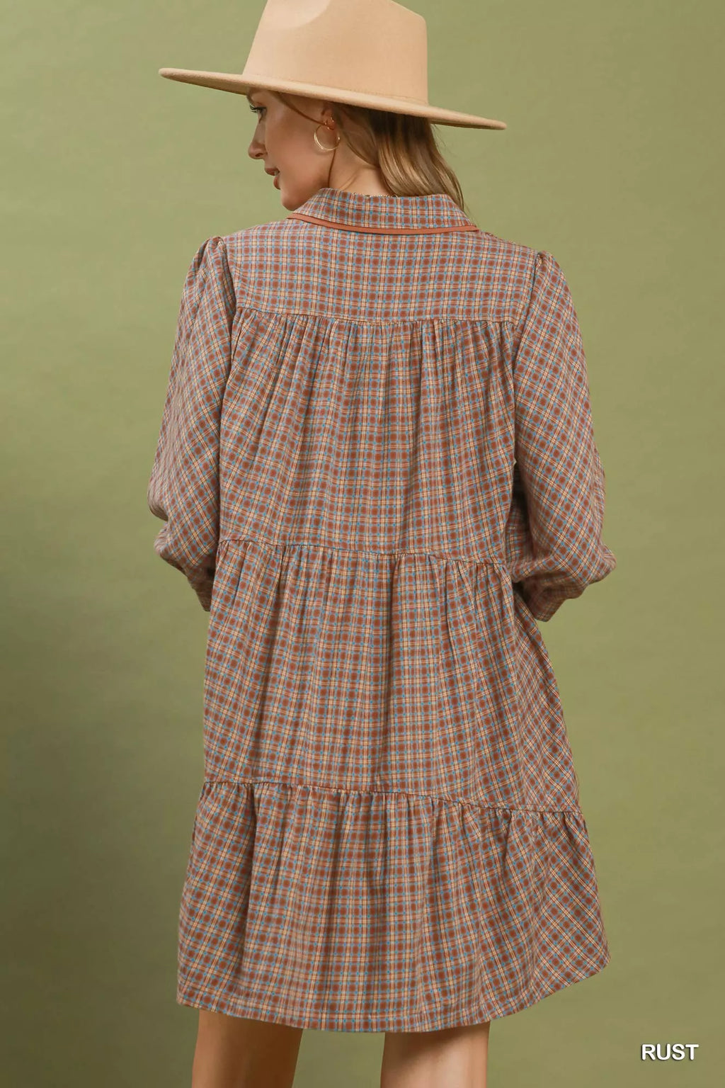 YSONA Umgee Plaid Button Down Oversized Shirt Dress — side view | Women's Dress | Shop YSONA