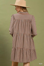 YSONA Umgee Plaid Button Down Oversized Shirt Dress — side view | Women's Dress | Shop YSONA