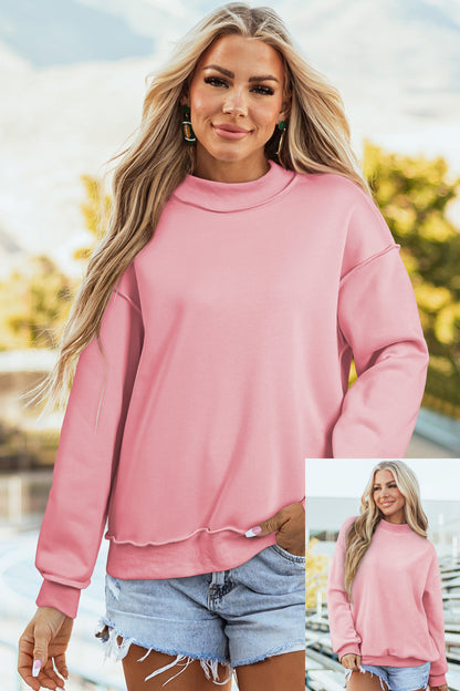 Bluing Oversize Drop Shoulder Reversible Mock Neck Sweatshirt