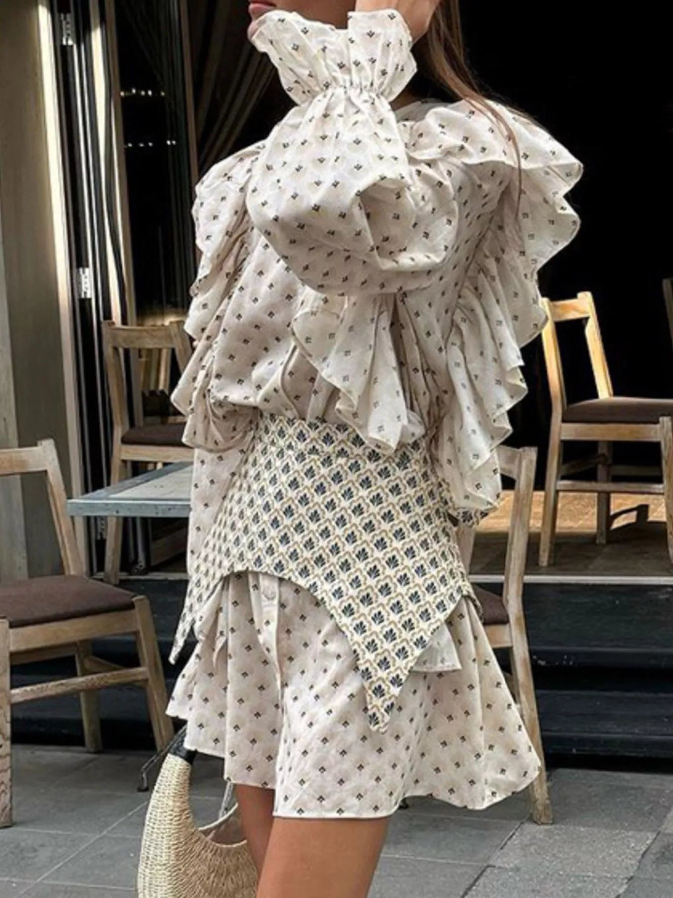 YSONA Ruffled Floral Print Mini Dress — model wearing | Women's Dress | Shop YSONA