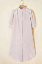 YSONA Stripe Frilled Collar Half Sleeve Shirt Dress — styling view | Women's Dress | Shop YSONA