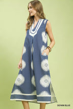 YSONA Umgee Sleeveless Geometric Midi Dress — back view | Women's Dress | Shop YSONA