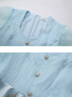 YSONA Butterfly Print Puff Sleeve Dress — close-up view | Women's Dress | Shop YSONA
