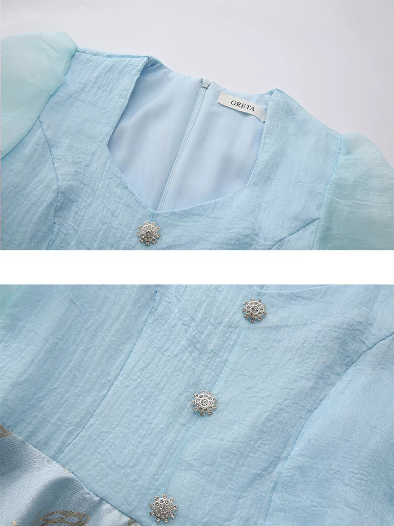 YSONA Butterfly Print Puff Sleeve Dress — close-up view | Women's Dress | Shop YSONA