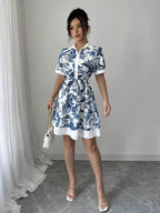 YSONA Printed Button Front Mini Dress — detail view | Women's Dress | Shop YSONA