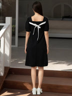 YSONA Puff Sleeve Bow Back Mini Dress — detail view | Women's Dress | Shop YSONA