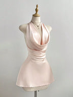 YSONA Satin Backless Halter Neck Dress — back view | Women's Dress | Shop YSONA