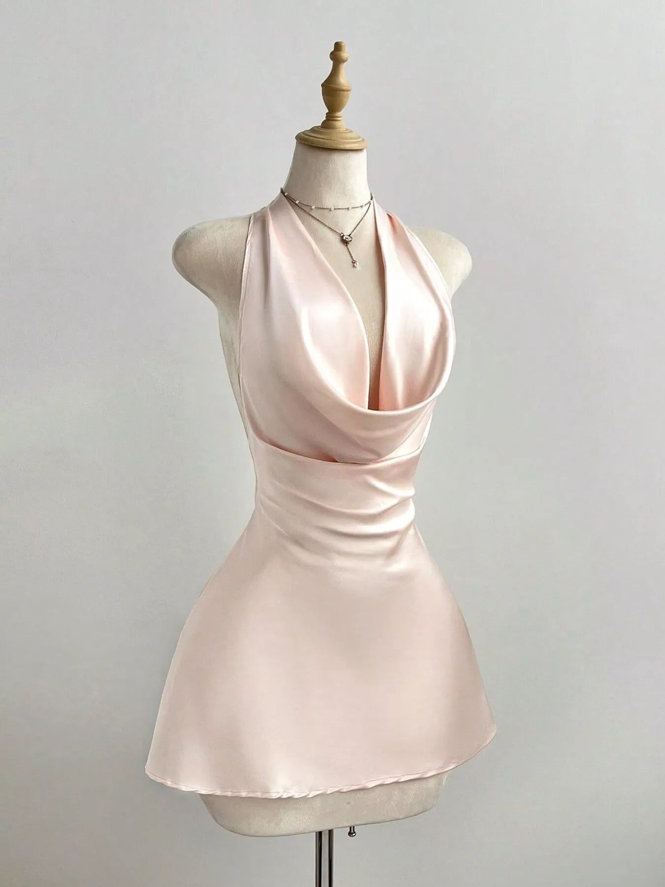 YSONA Satin Backless Halter Neck Dress — back view | Women's Dress | Shop YSONA
