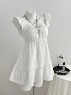 YSONA Frill Tie Front Mini Dress — detail view | Women's Dress | Shop YSONA