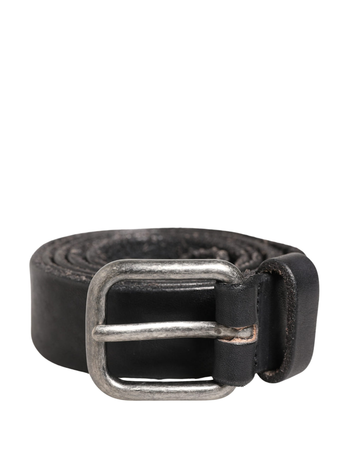 Daniele Alessandrini Men Black Leather Metal Buckle Belt - YSONA
