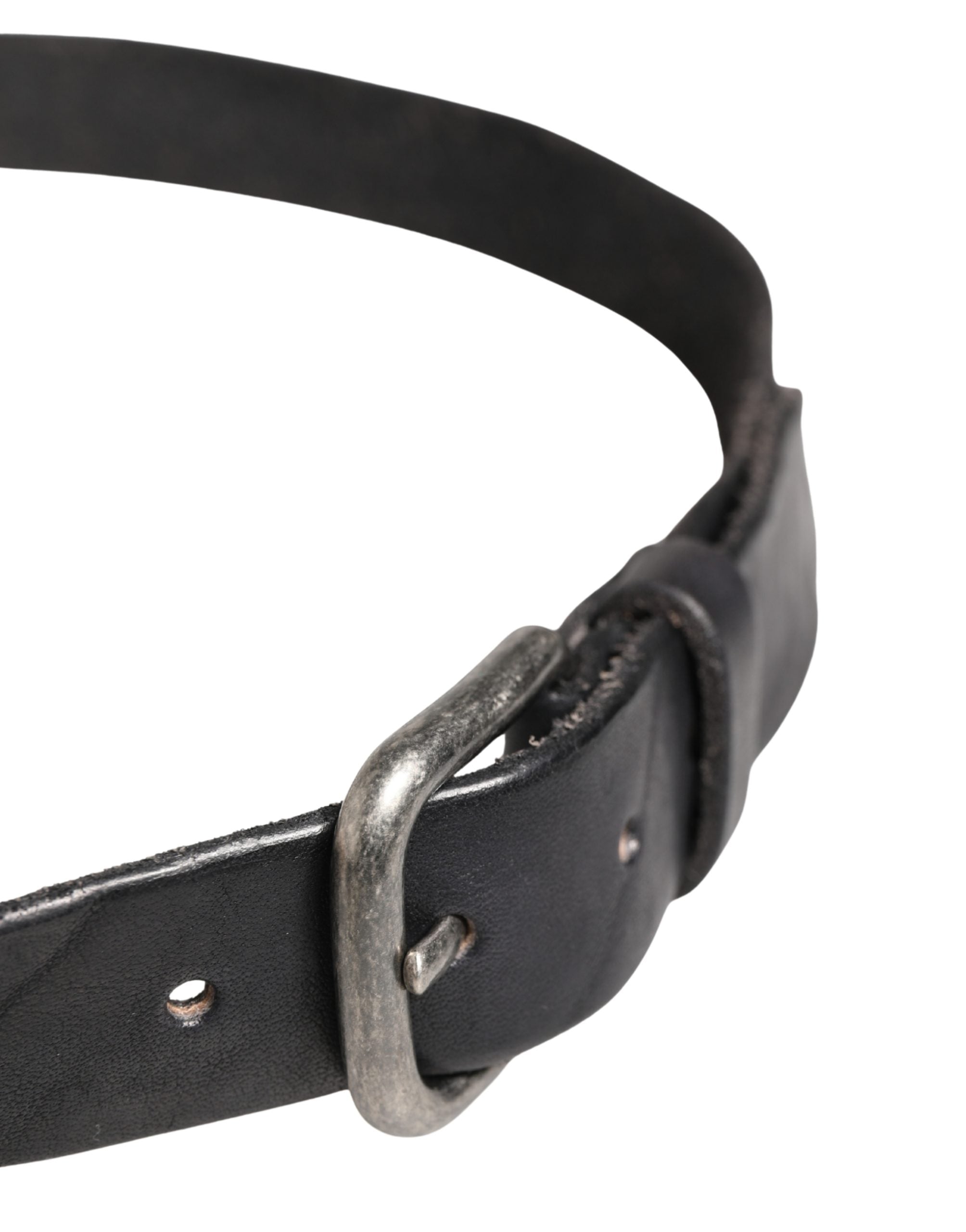 Daniele Alessandrini Men Black Leather Metal Buckle Belt - view 4