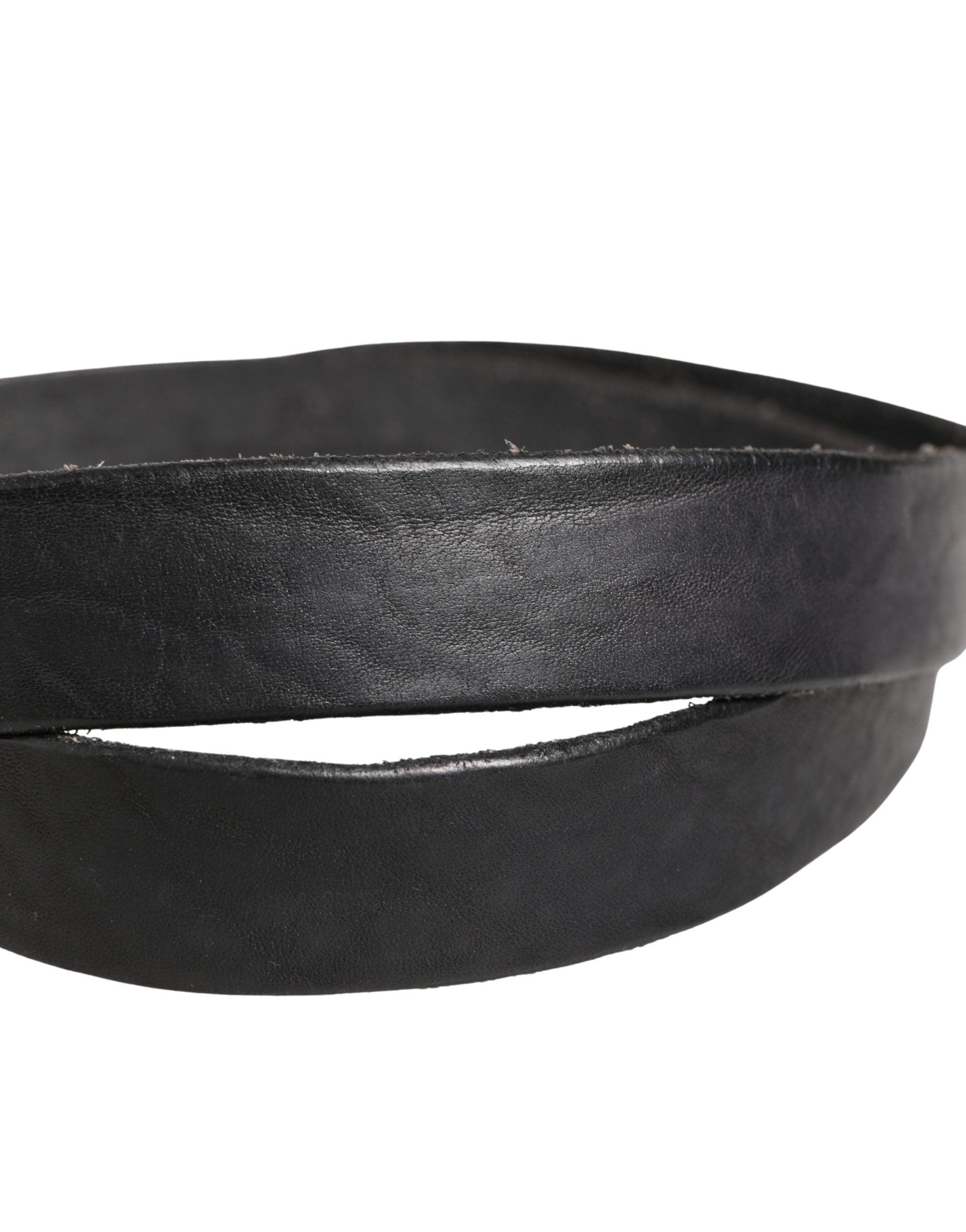Daniele Alessandrini Men Black Leather Metal Buckle Belt - view 5
