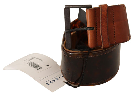 Ermanno Scervino Dark Brown Leather Buckle Waist Belt - YSONA