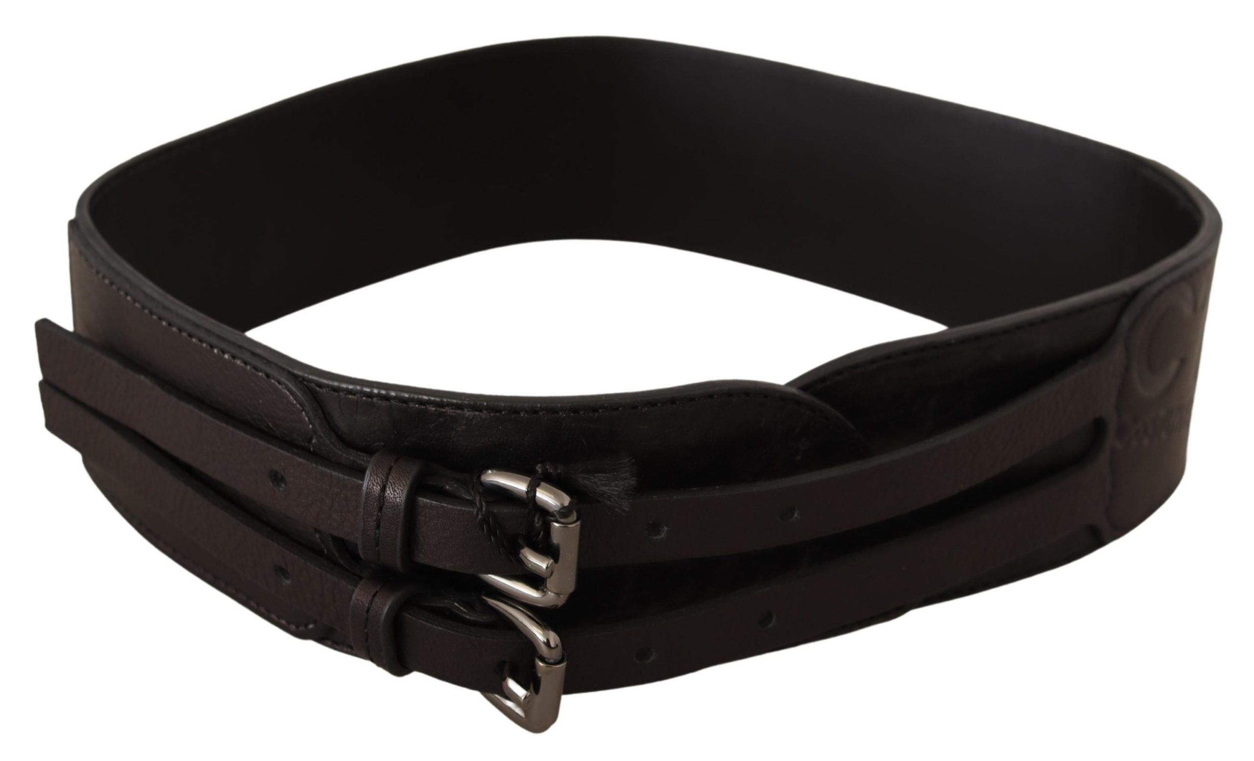 Costume National Dark Brown Leather Double Buckle Belt - view 2