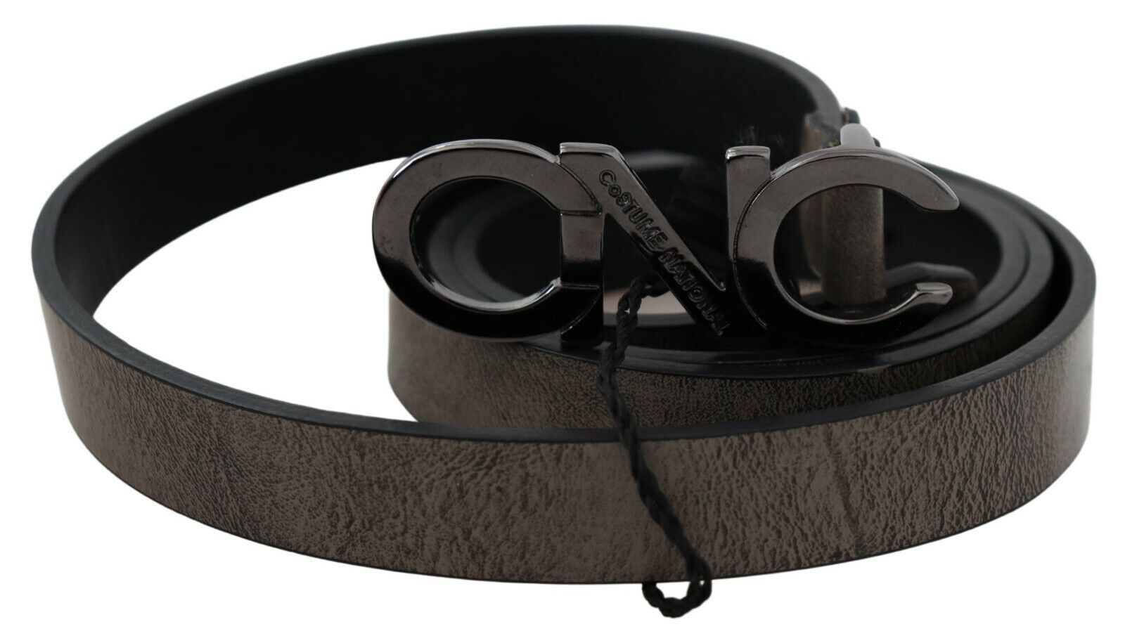 Costume National Dark Brown Leather Letter Logo Buckle Belt - view 2