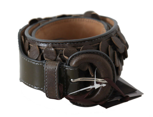 Ermanno Scervino Dark Brown Leather Round Buckle Waist Belt - YSONA