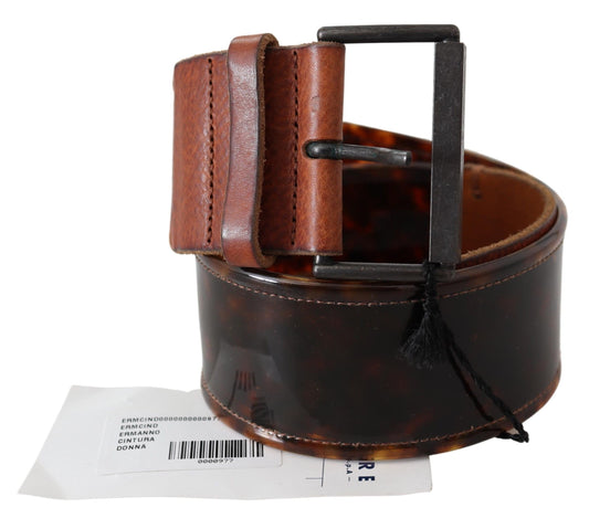 Ermanno Scervino Dark Brown Leather Wide Buckle Belt - YSONA