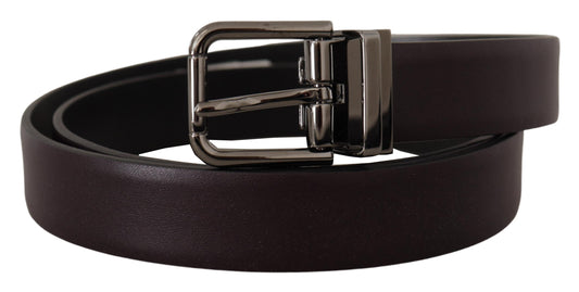Dolce & Gabbana Dark Purple Leather Box Borchia Metal Buckle Belt - YSONA