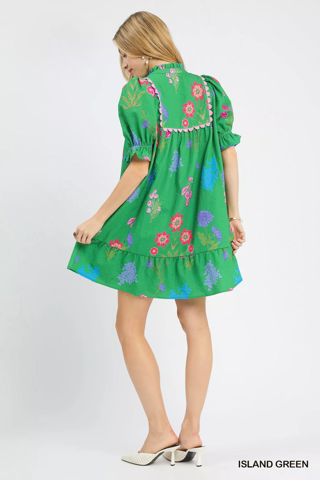 YSONA Umgee Multi Flower Print V-Neck Dress — side view | Women's Dress | Shop YSONA