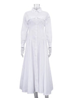YSONA Button Front Long Sleeve Maxi Shirt Dress — close-up view | Women's Dress | Shop YSONA