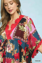 YSONA Umgee Abstract Print V-Neck Mini Dress — detail view | Women's Dress | Shop YSONA