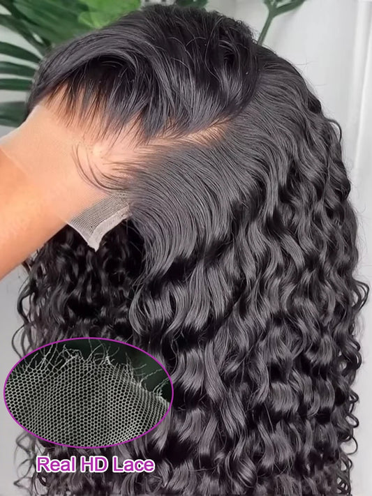 Deep Water Wave 13x6 HD Lace Frontal Wig – Transparent Glueless Curly, 40–46 Inch