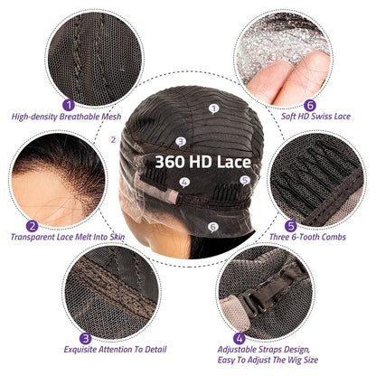 Deep Wave 13x6 HD Lace Frontal Wig – 5x5 Lace Front 200% Density, 34–38 Inch Pre-Plucked