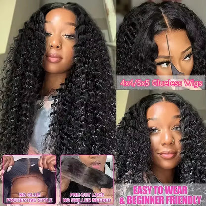 Deep Wave Glueless Invisible Strap 360 HD Full Lace Wig – 13x4, 13x6, 4x4 & 5x5 Water Wave