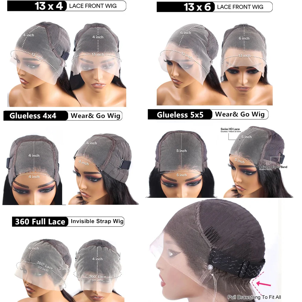 Deep Wave Glueless Invisible Strap 360 HD Full Lace Wig – 13x4, 13x6, 4x4 & 5x5 Water Wave