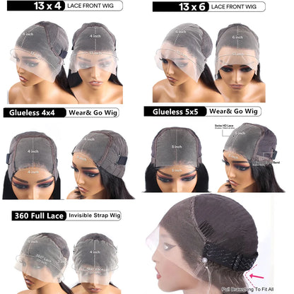 Deep Wave Glueless Invisible Strap 360 HD Full Lace Wig – 13x4, 13x6, 4x4 & 5x5 Water Wave