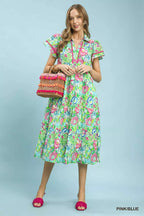 YSONA Umgee Bold Mixed Floral Tiered Midi Dress — model wearing | Women's Dress | Shop YSONA