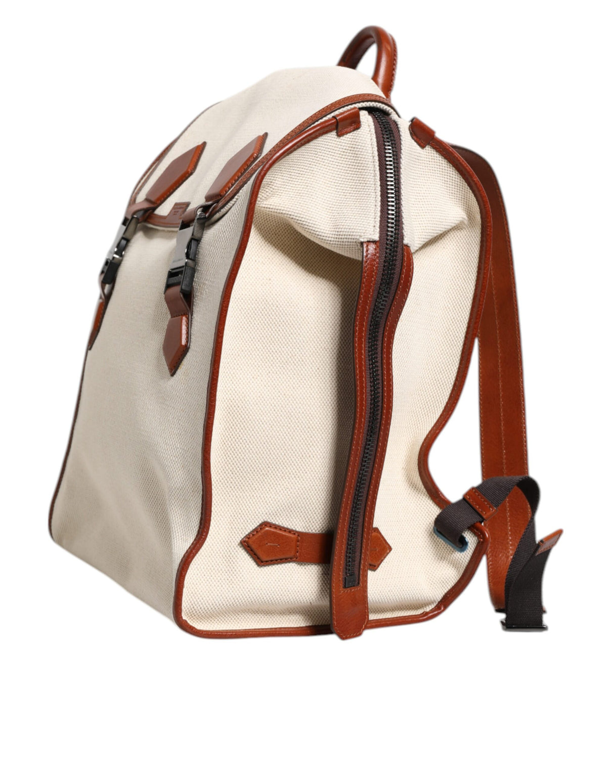 Dolce & Gabbana Beige Brown Canvas Leather EDGE Travel Men Back Pack Bag - view 4