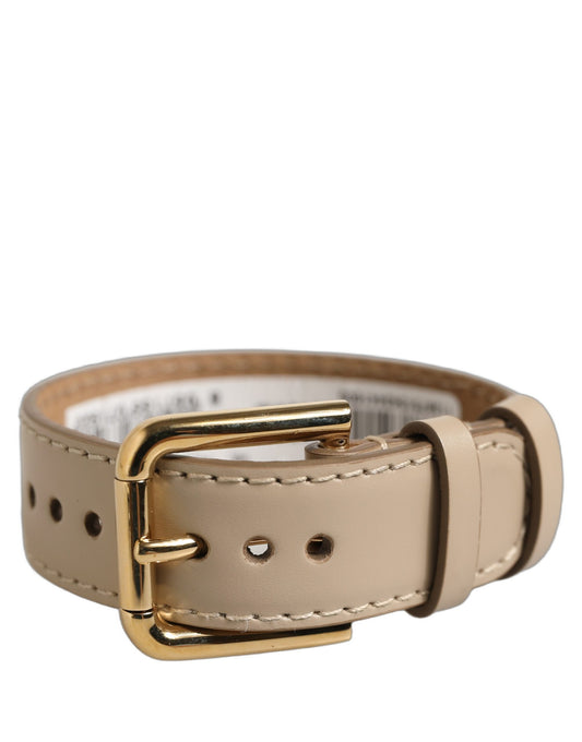 Dolce & Gabbana Beige Calfskin Leather Gold Buckle Belt Strap Bracelet - YSONA