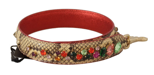Dolce & Gabbana Beige Exotic Leather Crystals Shoulder Strap - YSONA