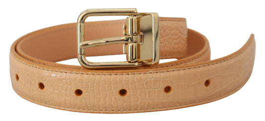 Dolce & Gabbana Beige Exotic Leather Gold Metal Buckle Belt - YSONA