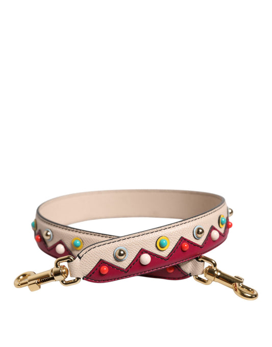 Dolce & Gabbana Beige Red Leather Handbag Accessory Shoulder Strap - YSONA